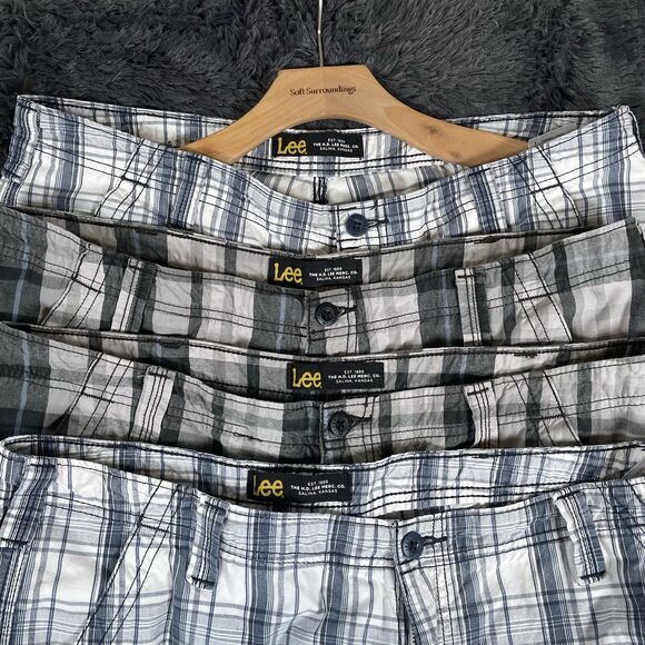 Lee Cargo Shorts Bundle Of Four Men's Size 38 Plaid Multicolor Preppy Golf - Picture 1 of 8